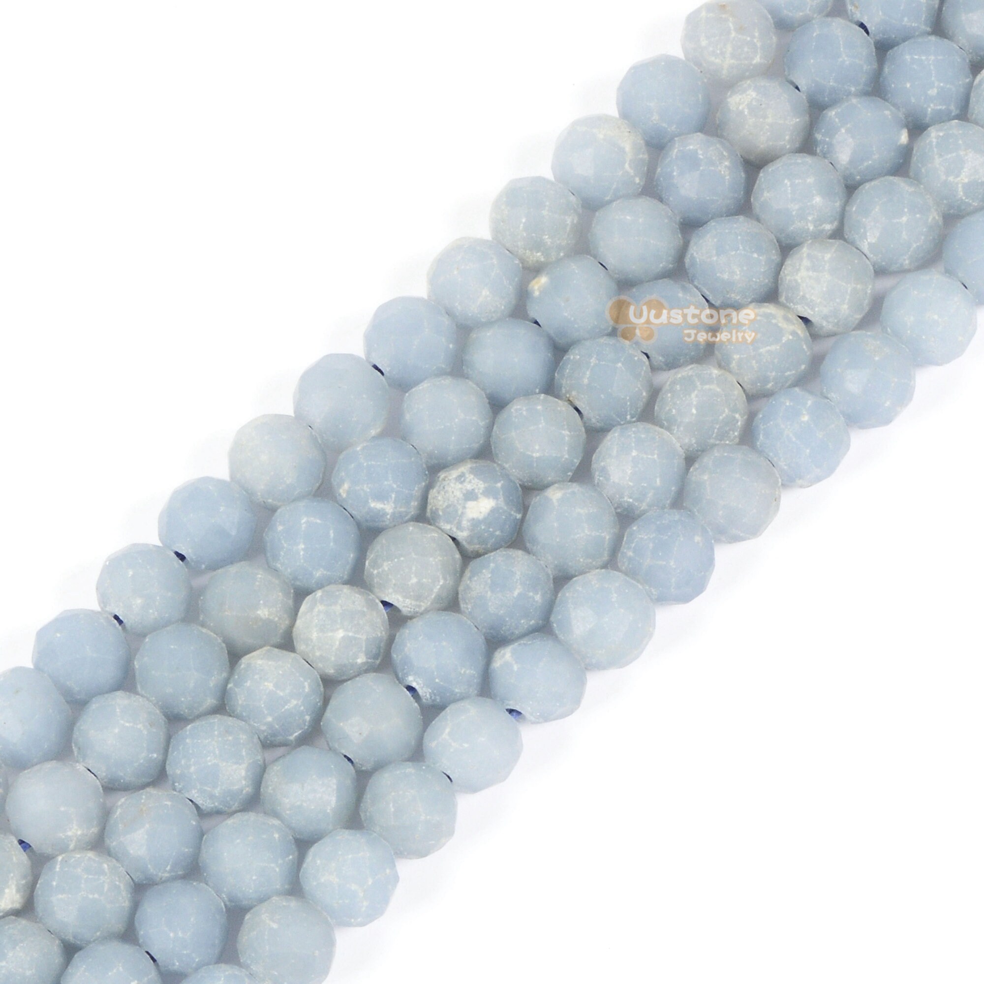 6mm Faceted Matte Angelite Round Ball Loose Beads Diy Jewelry Making Beads Strand 15.5-16"