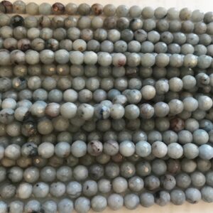 Angelite 6mm Faceted Round Gemstone Bead--15.5 inch strand