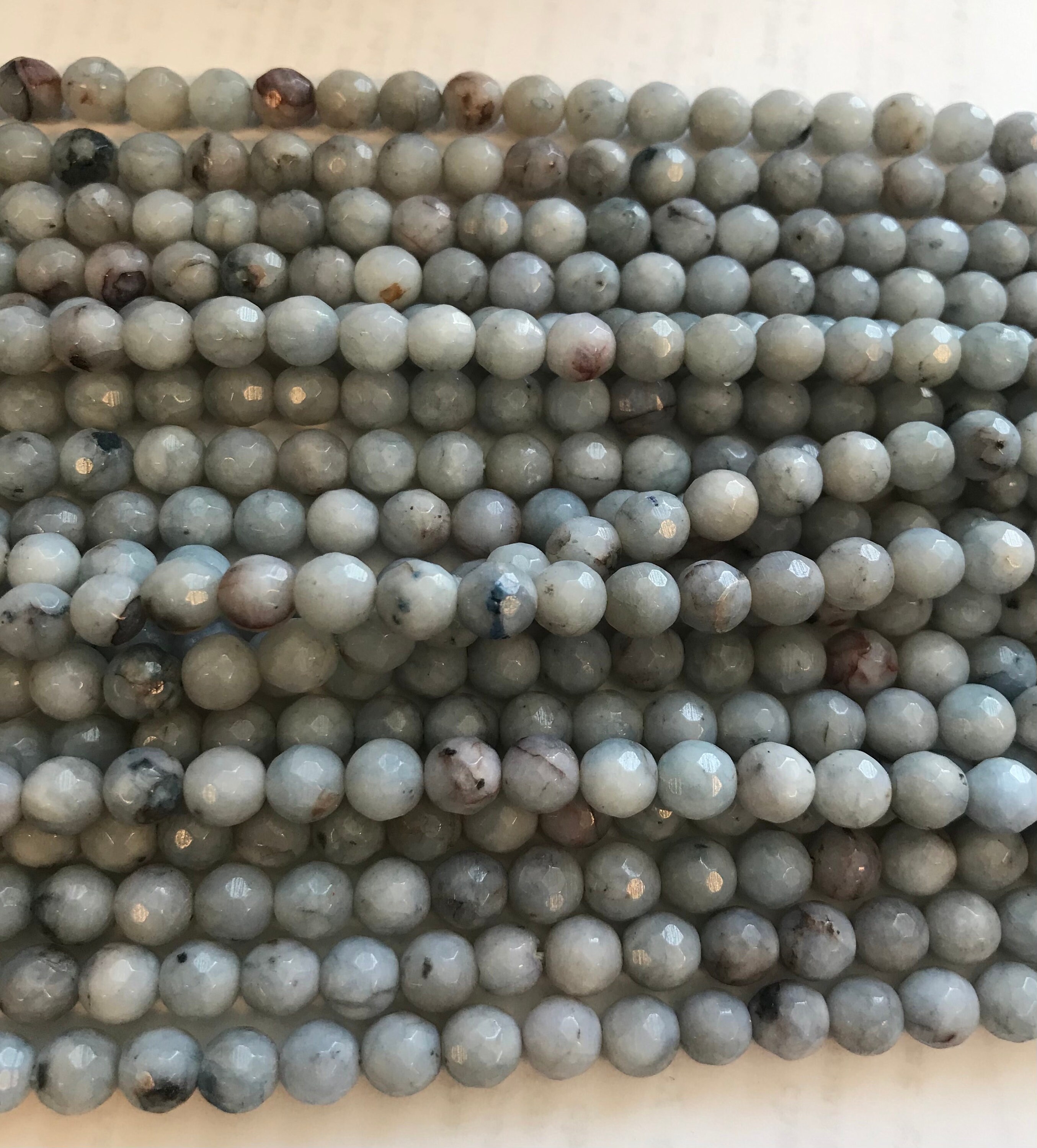 Angelite 6mm Faceted Round Gemstone Bead--15.5 Inch Strand