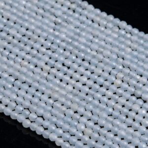 Genuine Natural Angelite Loose Beads Grade Aaa Faceted Round Shape 2mm 3mm 4mm