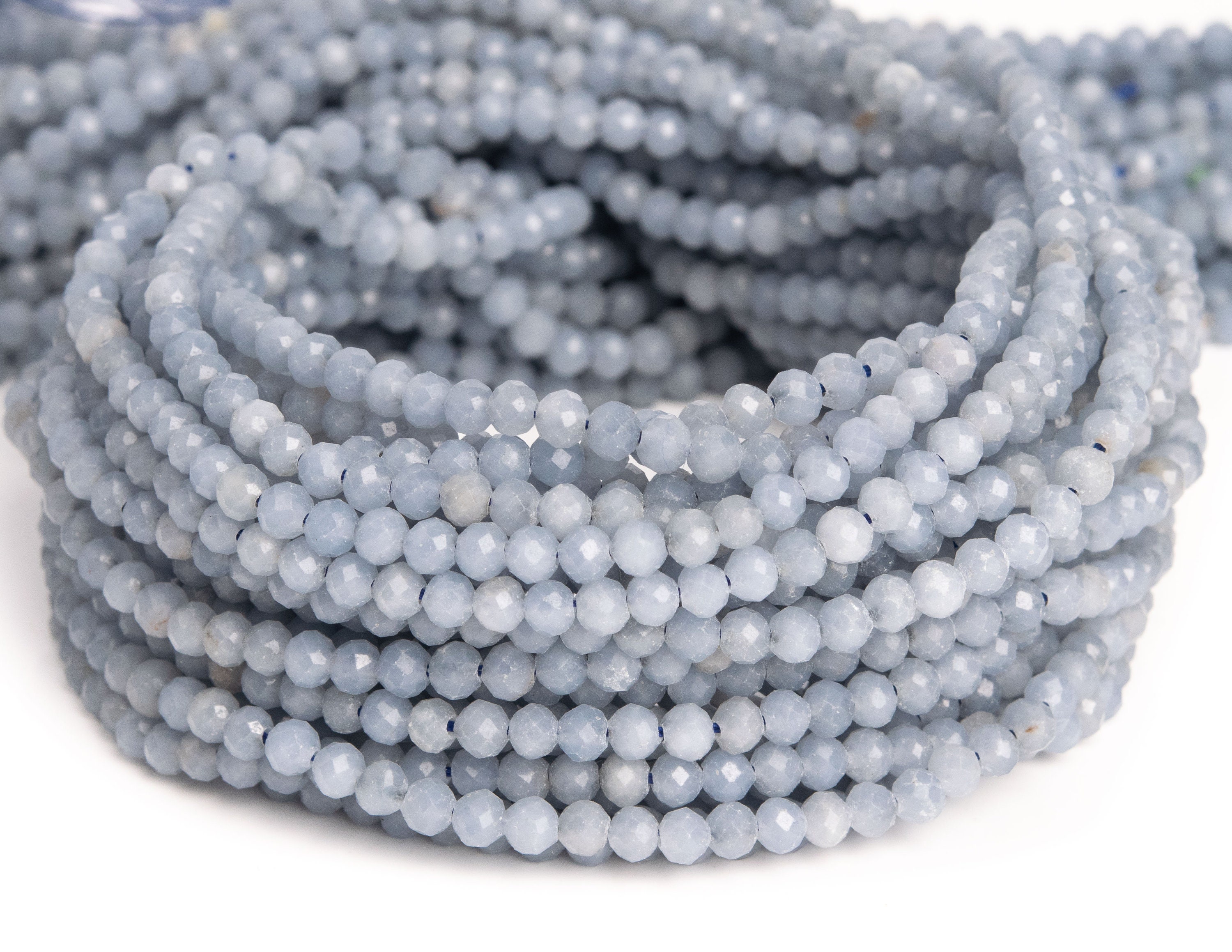 Natural Blue Angelite Gemstone Grade Aaa Faceted Round 3mm Loose Beads Natural Blue Angelite Gemstone Grade Aaa Faceted Round 3mm Loose Beads