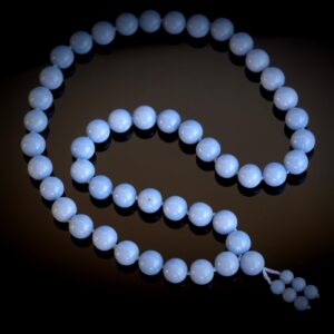 14mm Angelite Hand-knotted 26” Large Bead Necklace