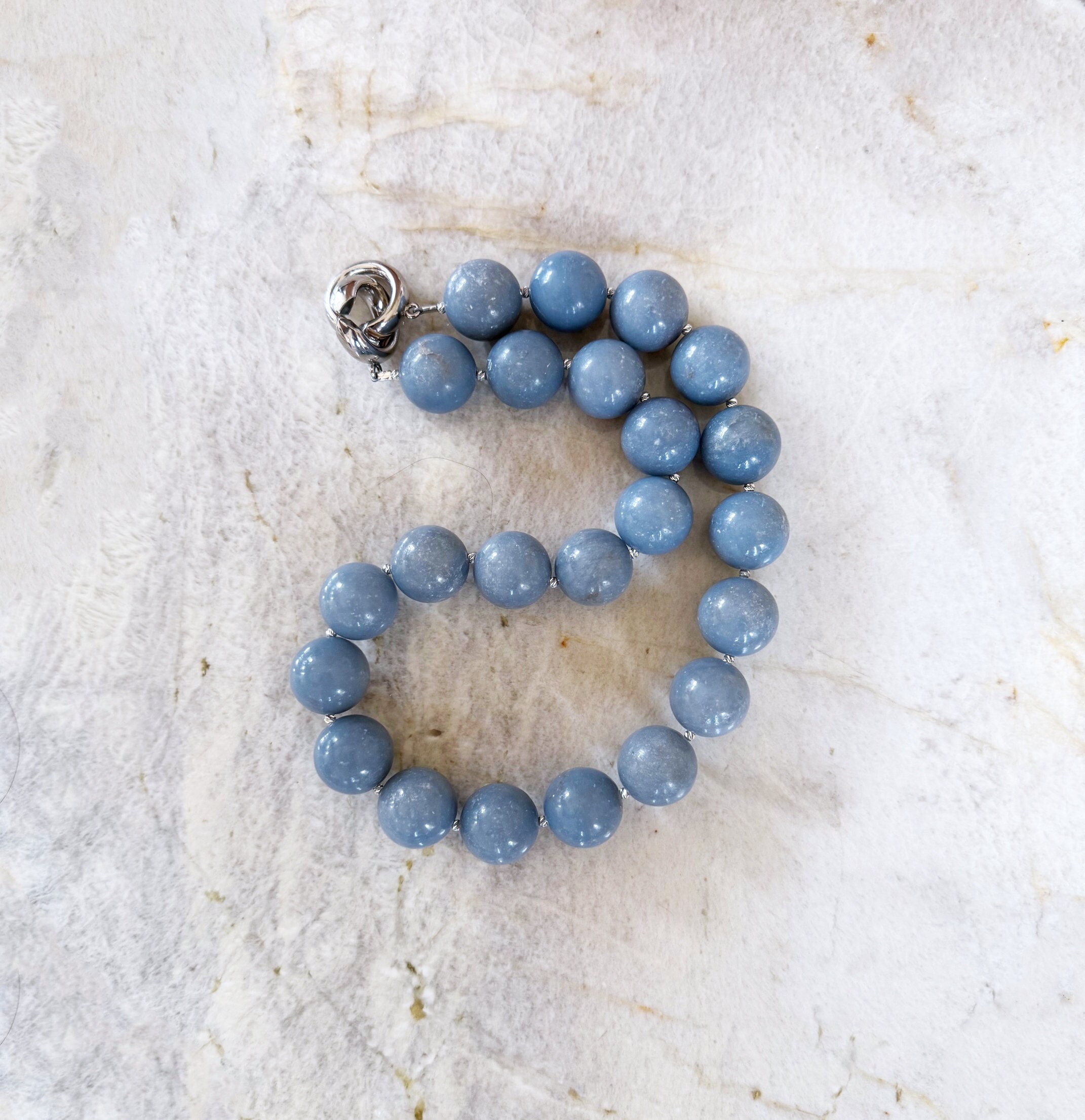 Angelite Necklace - 18mm Blue Mexican Handcrafted
