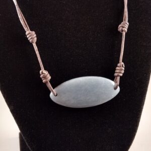 Angelite Adjustable Leather Necklace Handmade By Chris Hay