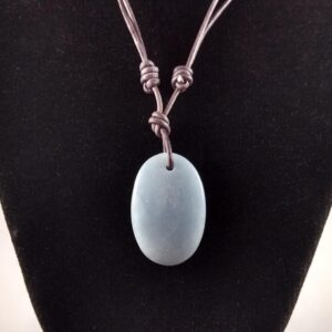 Angelite Adjustable Leather Necklace Handmade By Chris Hay