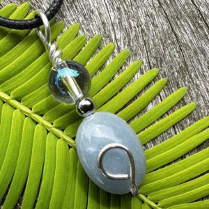 Angelite and Angel Aura, Healing Stone Necklace with Positive Healing Energy!