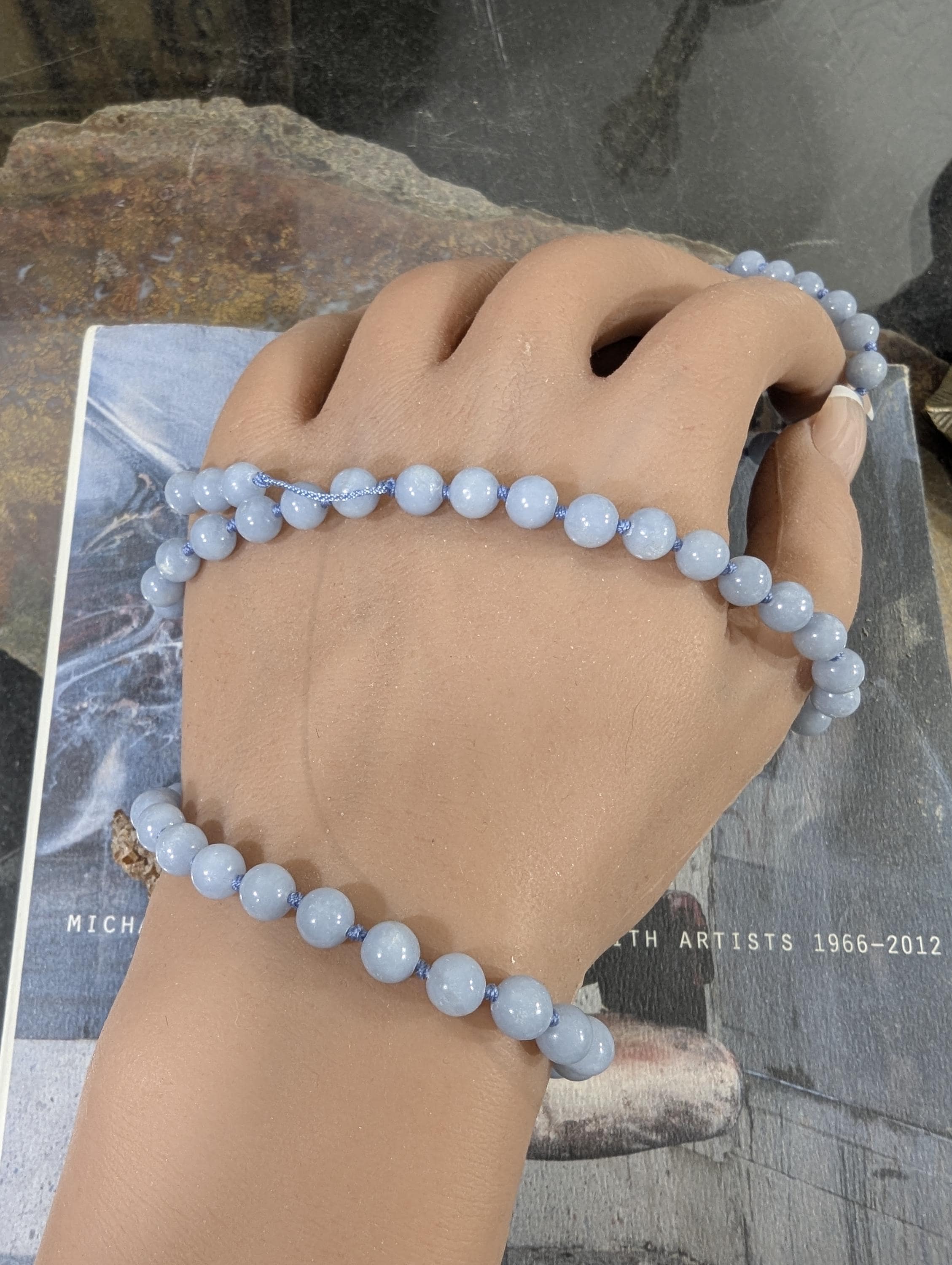 Angelite Mala • Angelite Necklace • Angelic Realm Mala • Gentle Healing Beads • Beaded Angelic Mala • Unique Angelite Design • 6mm • 1329