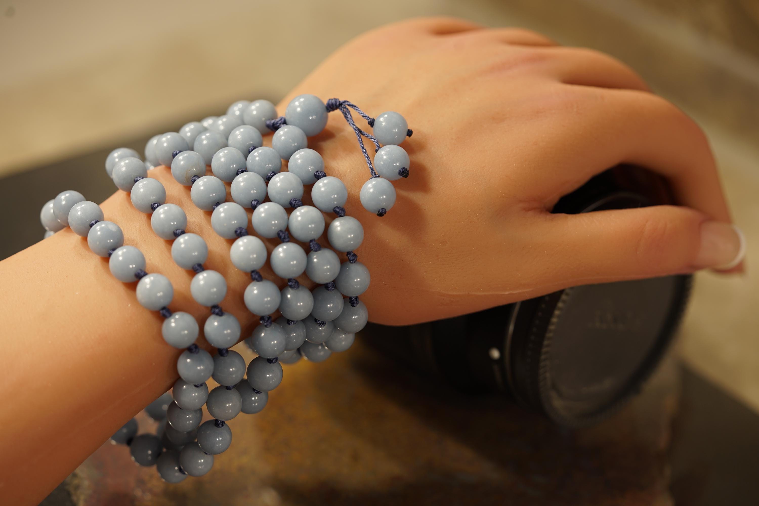 Angelite Mala • Angelite Necklace • Blue Mala • 8mm • 108+ • Blue Fairy Inspired • Angelic Connection • Peace & Serenity • 3695