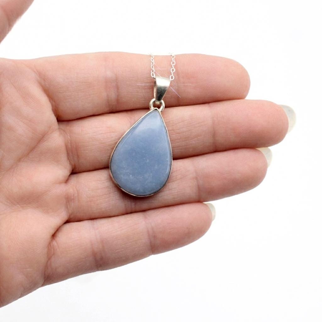 Nothing But Blue Skies - Beautiful Angelite Sterling Silver Necklace