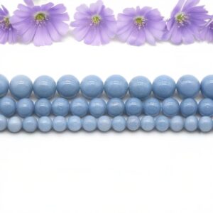 Ablue Angelite Gemstone Beads, 6-10mm Quality For Jewelry Making, Natural Stone For Handcraft And