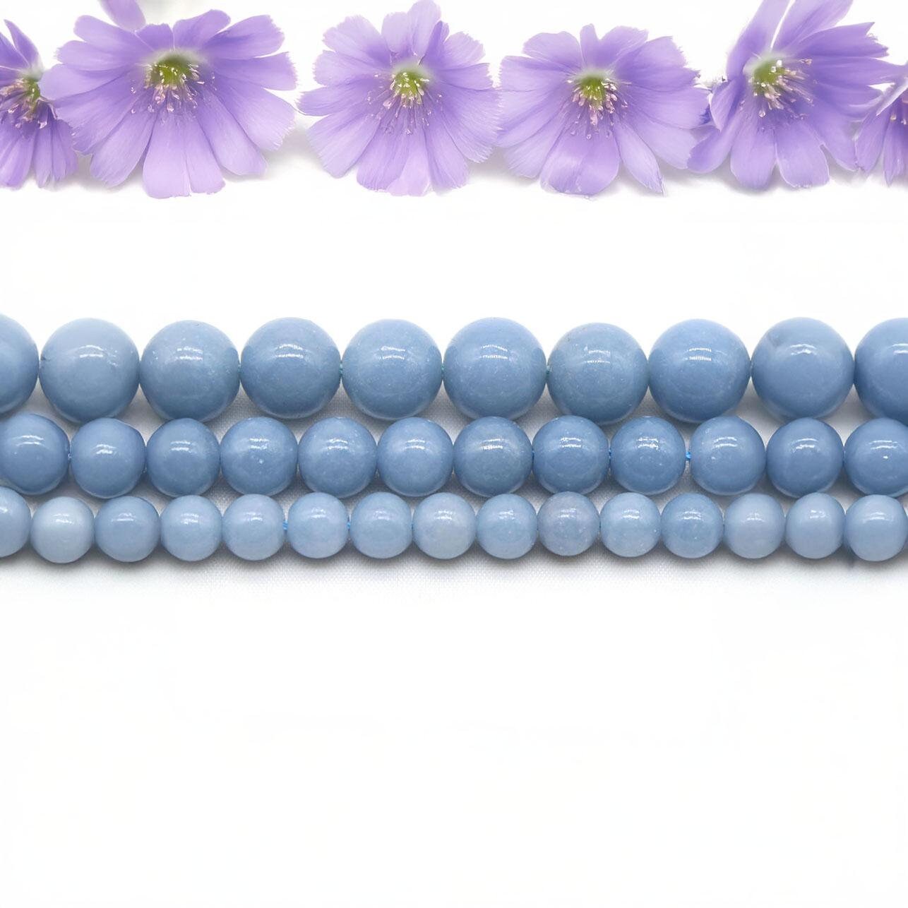 Ablue Angelite Gemstone Beads, 6-10mm Quality For Jewelry Making, Natural Stone For  Handcraft And