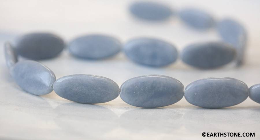 L/ Angelite 15x30mm Flat Oval Beads 16" Strand Natural Gemstone Beads For Jewelry Making L/ Angelite 15x30mm Flat Oval Beads 16" Strand Natural Gemstone Beads For Jewelry Making