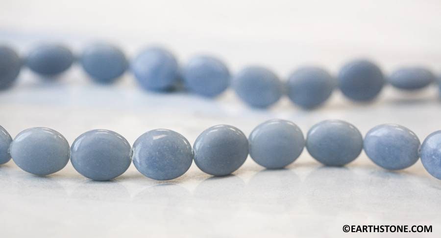 M/ Angelite 12x14mm Flat Oval Beads 15.5" Strand Natural Gemstone Beads For Jewelry Making M/ Angelite 12x14mm Flat Oval Beads 15.5" Strand Natural Gemstone Beads For Jewelry Making