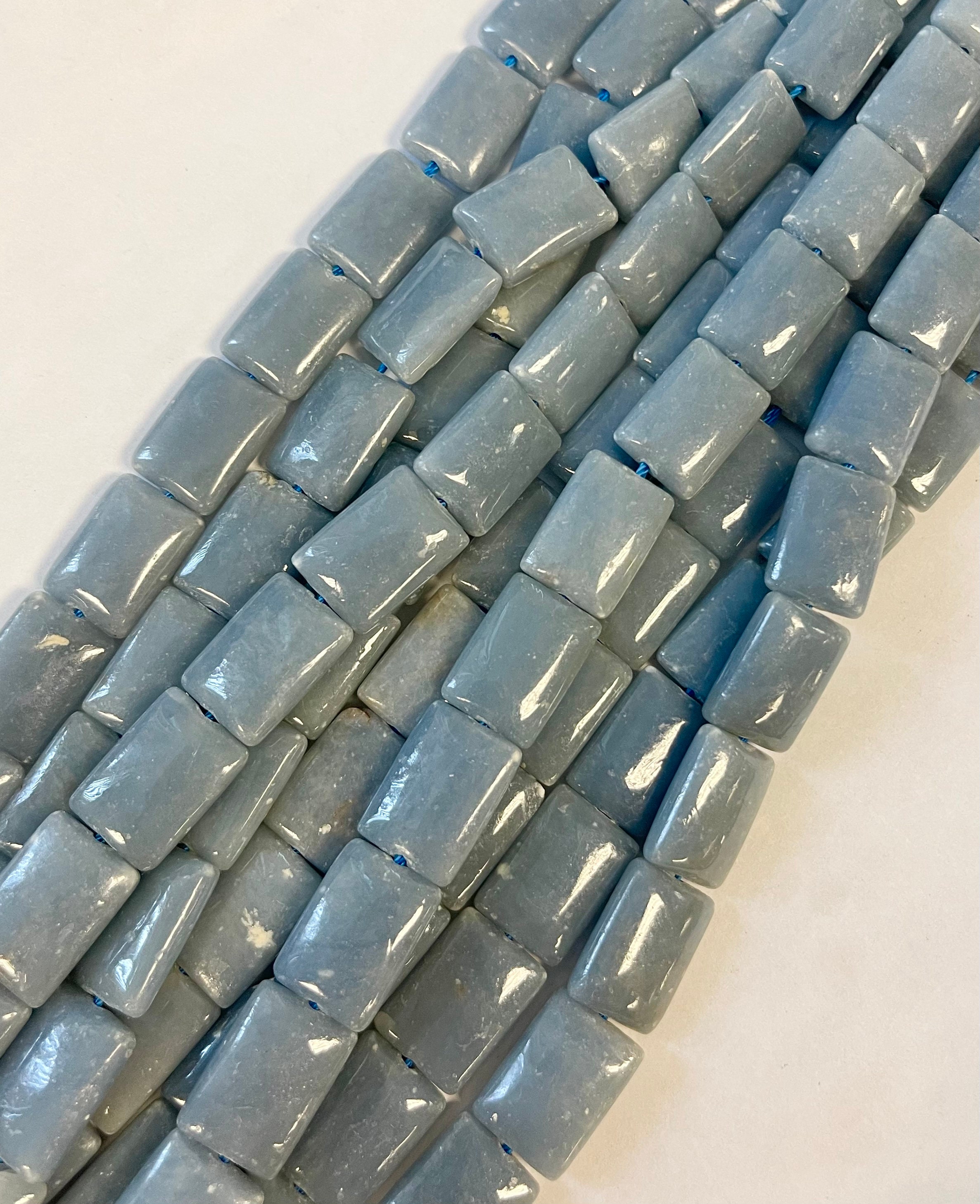 Natural Angelite 18x13x6mm Rectangle Gemstone Beads---15.5"