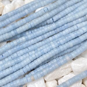 Natural 2x4mm Blue Angelite Flat Rondelle / heishi / disc Beads, crystal Tyre Shape Necklace / bracelet Gemstone Beaded, for Jewelry Making