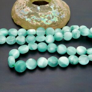 Rare All New Unique Angelite Cats Eye Beads - Full Strand - 16.00 inches - 122.25cts