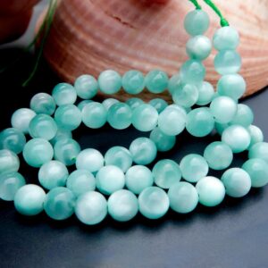 Rare Unique Angelite Cats Eye Beads - Full Strand - 15.75 inches - 93.00cts