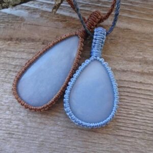 Blue Angelite Macrame Necklace, Throat Chakra Jewelry, Angel Stone Amulet, Gemstone Pendants, Gift For Her, Girlfriend, Sister Blue Angelite Macrame Necklace, Throat Chakra Jewelry, Angel Stone Amulet, Gemstone Pendants, Gift For Her, Girlfriend, Sister