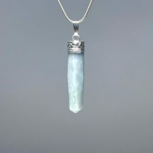 Angelite Crystal Pendant Necklace, Gemstone Point Pendant with Free 18" Chain