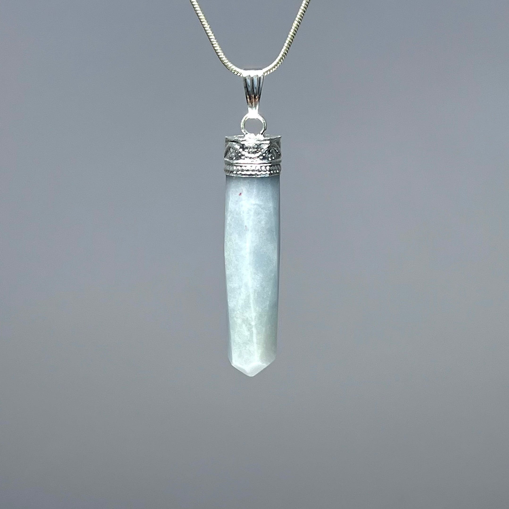 Angelite Crystal Pendant Necklace, Gemstone Point Pendant With Free 18" Chain Angelite Crystal Pendant Necklace, Gemstone Point Pendant With Free 18" Chain