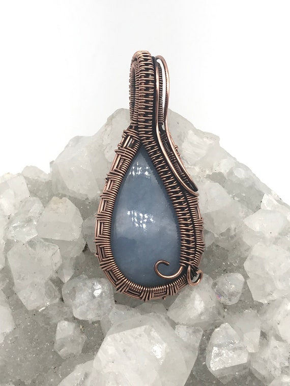 Huge Angelite Wire Wrapped Pendant Huge Angelite Wire Wrapped Pendant