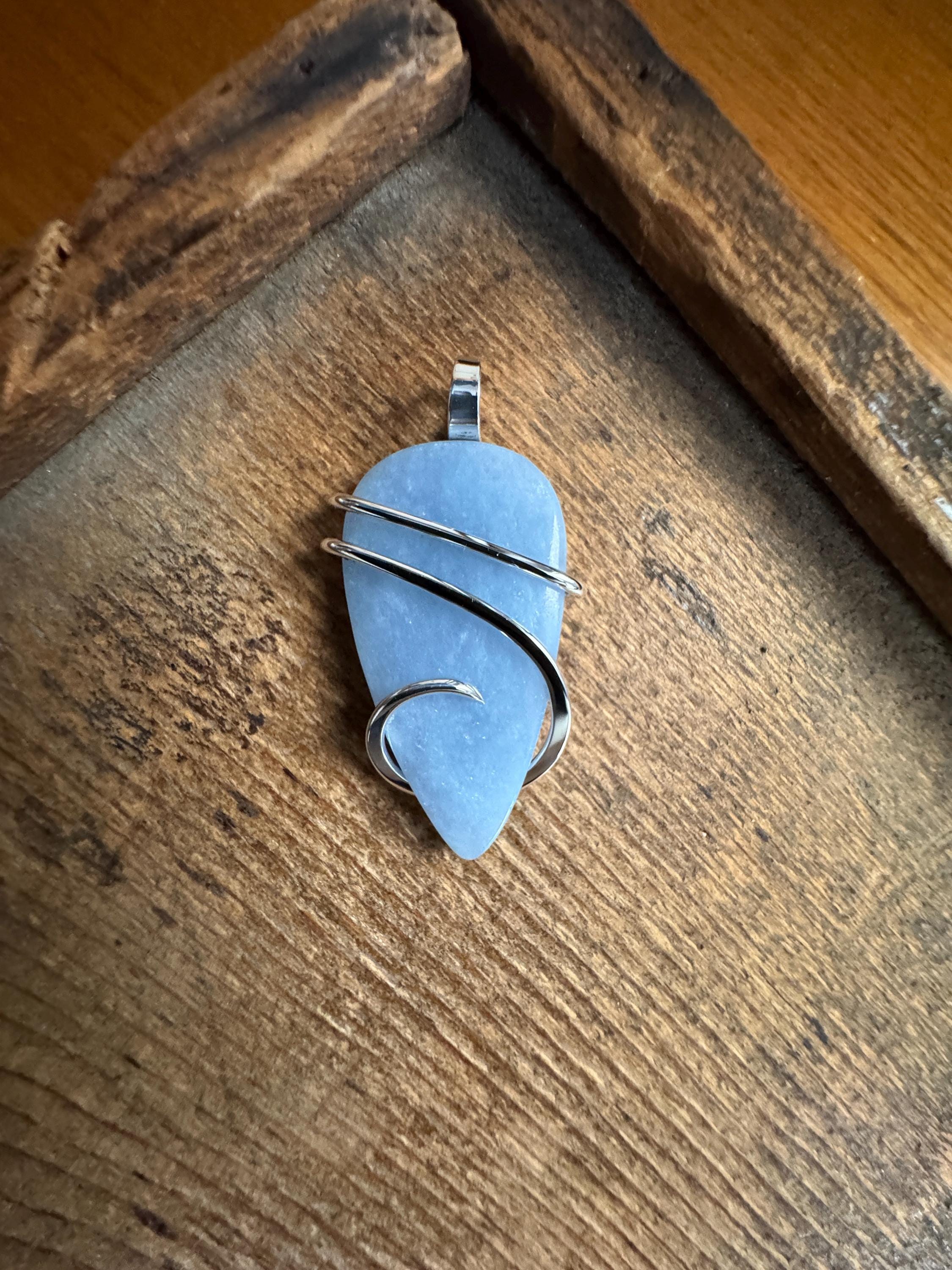 Angelite In Sterling Silver Pendant