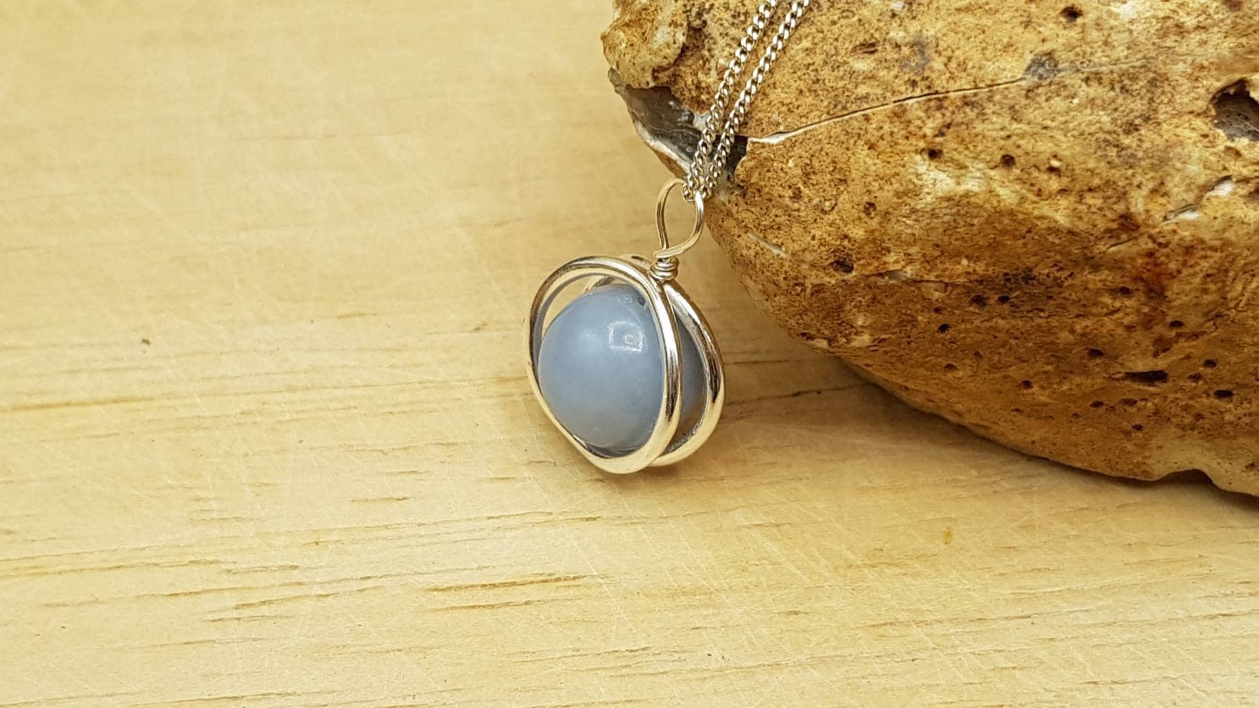 Minimalist Angelite Circle Pendant Necklace. Reiki Jewelry Uk. Sterling Silver Necklaces For Women.