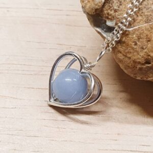 Minimalist Angelite Heart Pendant Necklace. Reiki Jewelry Uk. Sterling Silver Necklaces For Women. Minimalist Angelite Heart Pendant Necklace. Reiki Jewelry Uk. Sterling Silver Necklaces For Women.