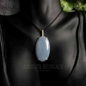 Oval Angelite Pendant Necklace, Gift Box Oval Angelite Pendant Necklace, Gift Box