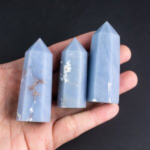Natural Blue Angelite Obelisk Tower Point wand healing crystal Towers Natural Blue Angelite Obelisk Tower Point wand healing crystal Towers