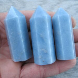 One (1) Natural Angelite Point, Polished Gemstone Tower, Obelisk Mineral Specimen, Meditation Stone, Reiki, 2 - 2 1/4 Inches 50 - 55mm One (1) Natural Angelite Point, Polished Gemstone Tower, Obelisk Mineral Specimen, Meditation Stone, Reiki, 2 - 2 1/4 Inches 50 - 55mm
