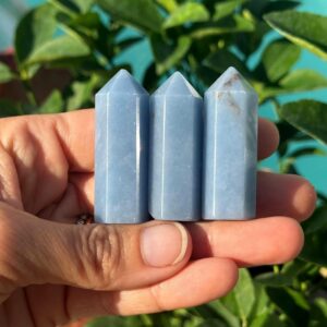 Angelite Tower Point, Calming Crystal Gift Angelite Tower Point, Calming Crystal Gift
