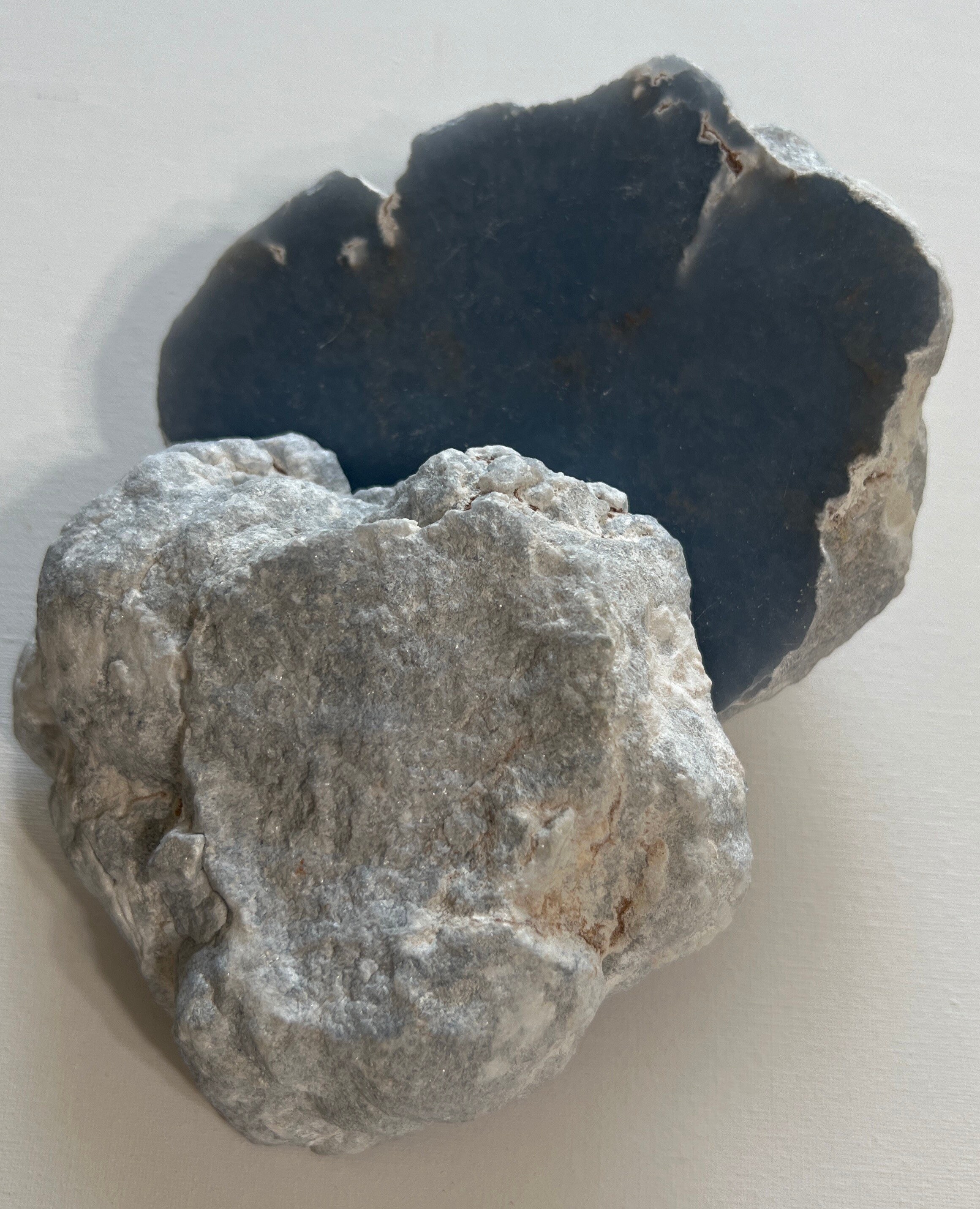 Angelite Split Heart Stone: Raw & Polished, Stone Of Awareness