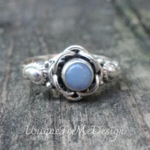 Handmade Blue Angelite Sterling Silver Ring - Size 8