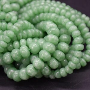 Dark Green Angelite Gemstone Rondelle / Spacer Beads - 6mm, 8mm Sizes - 14" Strand