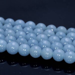 10 Strands 6mm 100% Genuine Angelite Gemstone Grade AAA Deep Blue Smooth Round Loose Beads 15.5 inch Full Strand BULK LOT (80005114-458 x10)