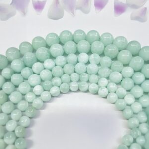 6-10mm Light Green Angelite Gemstone Beads, Smooth Round Crystal, 6-10mm Natural Stone For Handcraft An