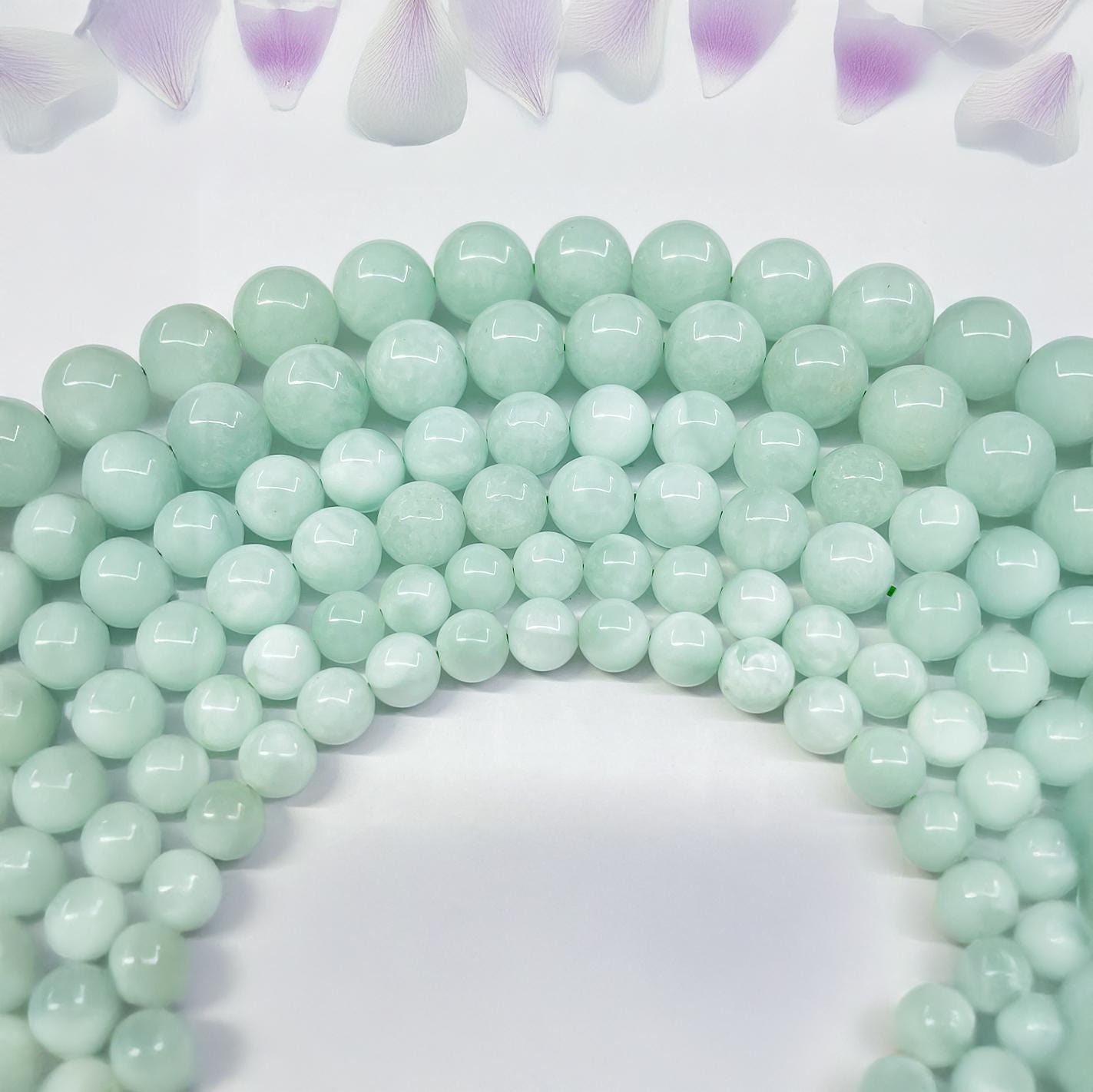 6-10mm Light Green Angelite Gemstone Beads, Smooth Round Crystal, 6-10mm Natural Stone For Handcraft An 6-10mm Light Green Angelite Gemstone Beads, Smooth Round Crystal, 6-10mm Natural Stone For Handcraft An