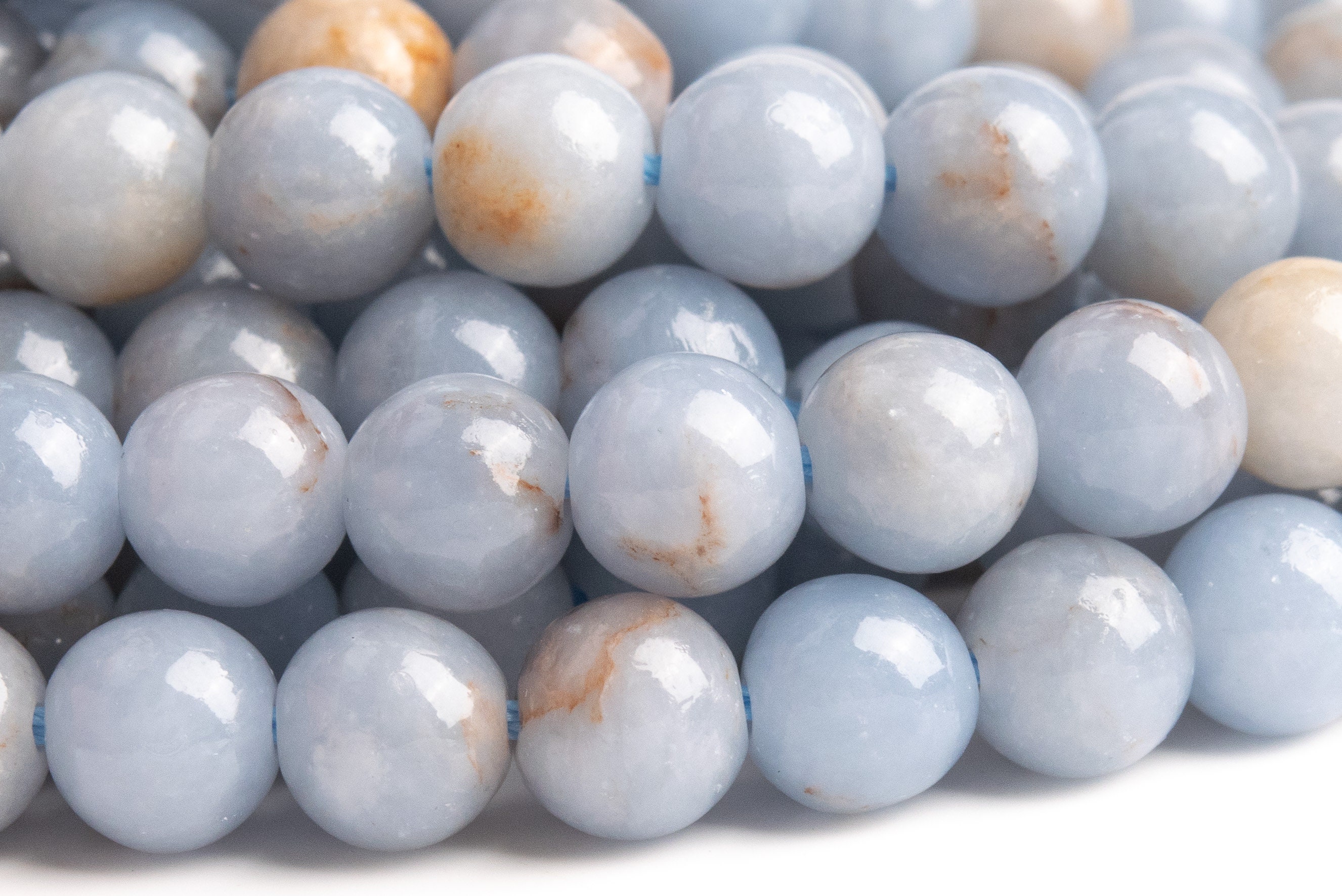 Genuine Natural Angelite Gemstone Beads 5-6mm Blue Round A Quality Loose Beads (105100)