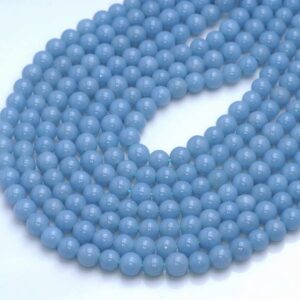 6mm 100% Genuine Angelite Gemstone Grade AAA High Quality Deep Blue Smooth Round Loose Beads 15.5 inch Full Strand (80005114-458)