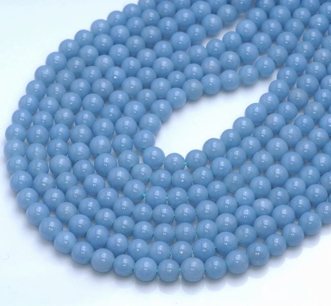 6mm 100% Genuine Angelite Gemstone Grade Aaa High Quality Deep Blue Smooth Round Loose Beads 15.5 Inch Full Strand (80005114-458)