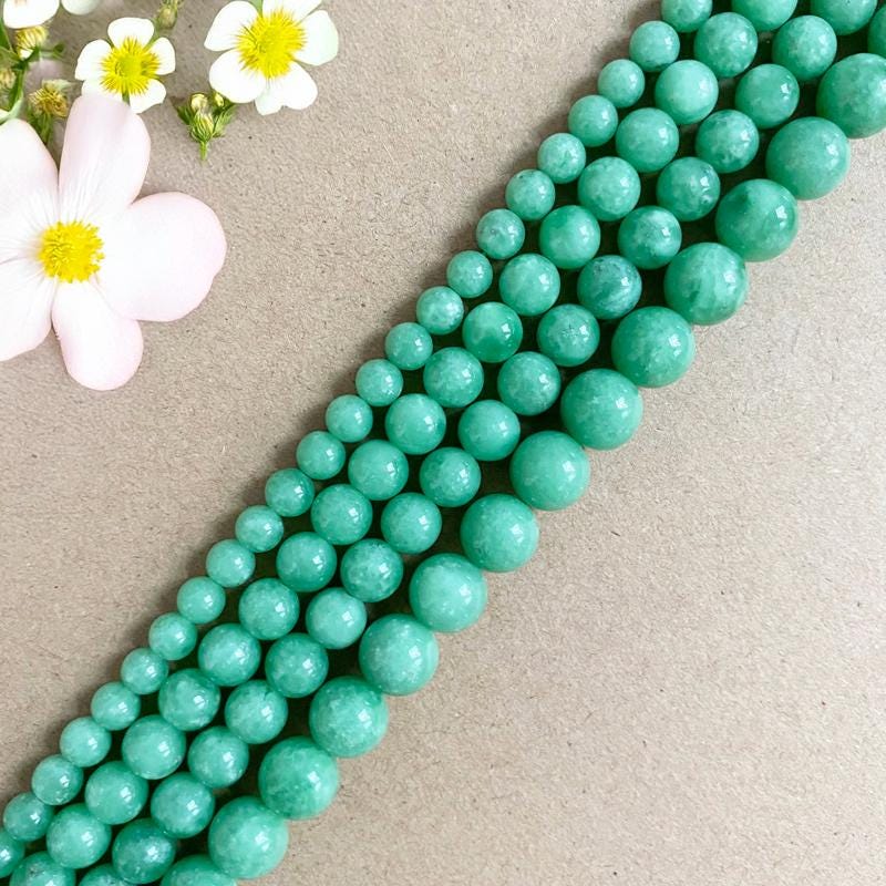 Deep Green Angelite Gemstone Beads, 6-10mm Smooth Round For Jewelry Making, Natural Stone For  Handcraft And  Accessories