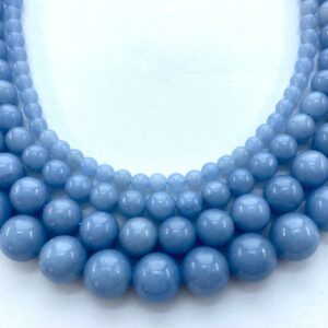 Angelite Gemstone Beads. 15” Strands Of Round High Quality Angelite Beads, Available In 4-10mm. Also Called Blue Angel. Opaque Baby Blue.