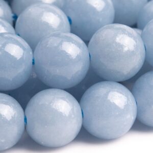Genuine Natural Angelite Gemstone Beads 7-8MM Blue Round AAA Quality Loose Beads (111090)