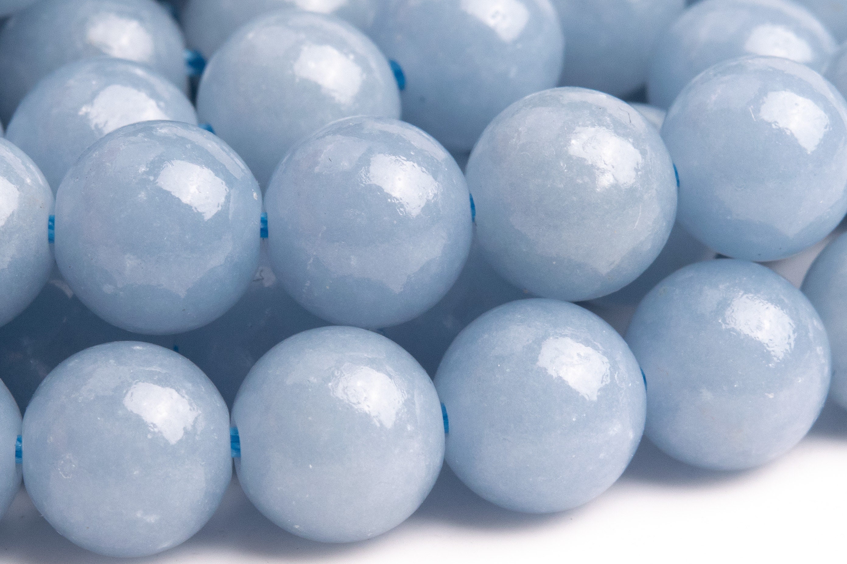 Genuine Natural Angelite Gemstone Beads 7-8mm Blue Round Aaa Quality Loose Beads (111090)