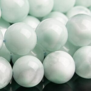Genuine Natural Angelite Gemstone Beads 8MM Green Round AAA Quality Loose Beads (112954)