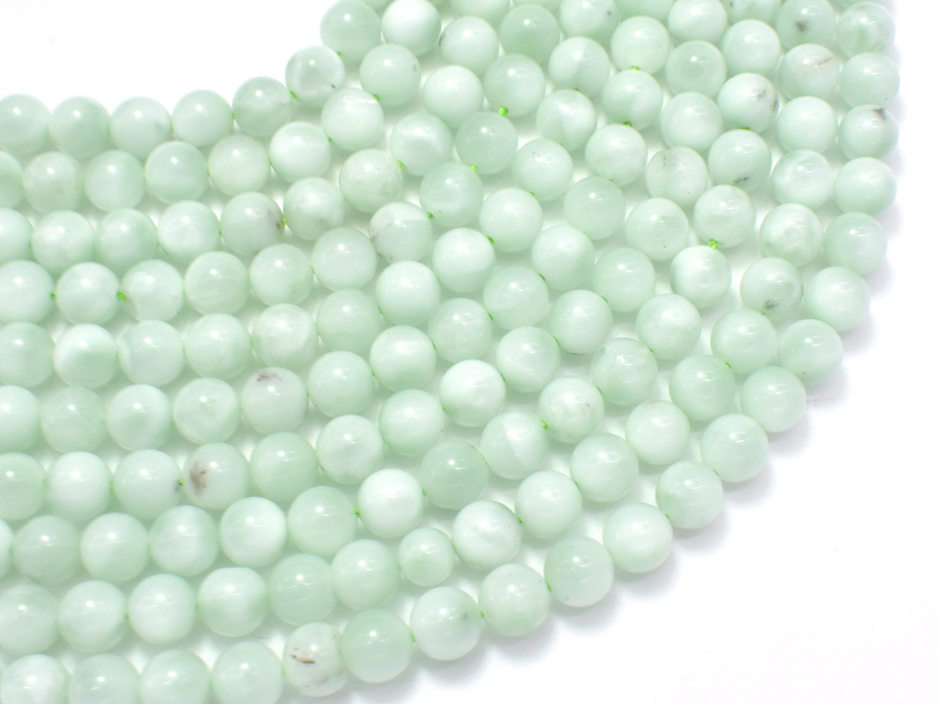 Green Angelite 6mm Round Beads, 15 Inch, Full Strand, Approx. 60 Beads, Hole 1mm (117054011)
