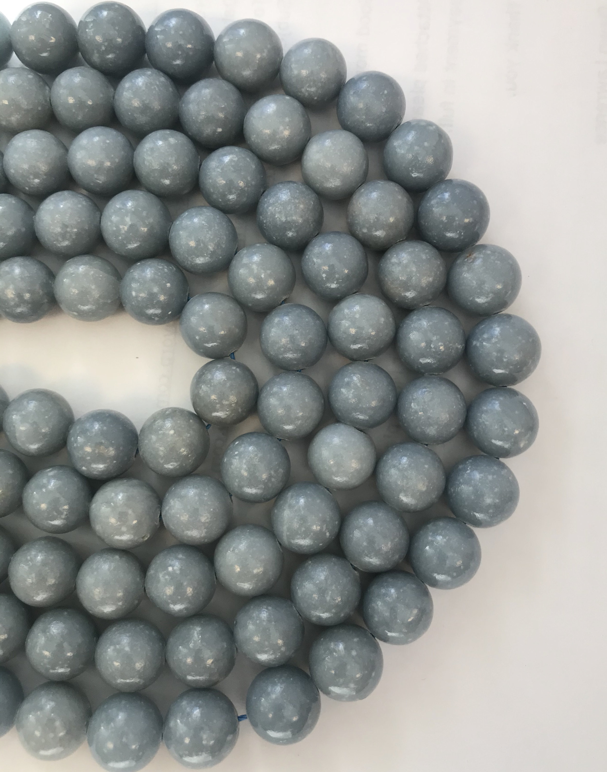 Natural Angelite 14mm Round Gemstone Bead-- -15.5 Inch Strand-