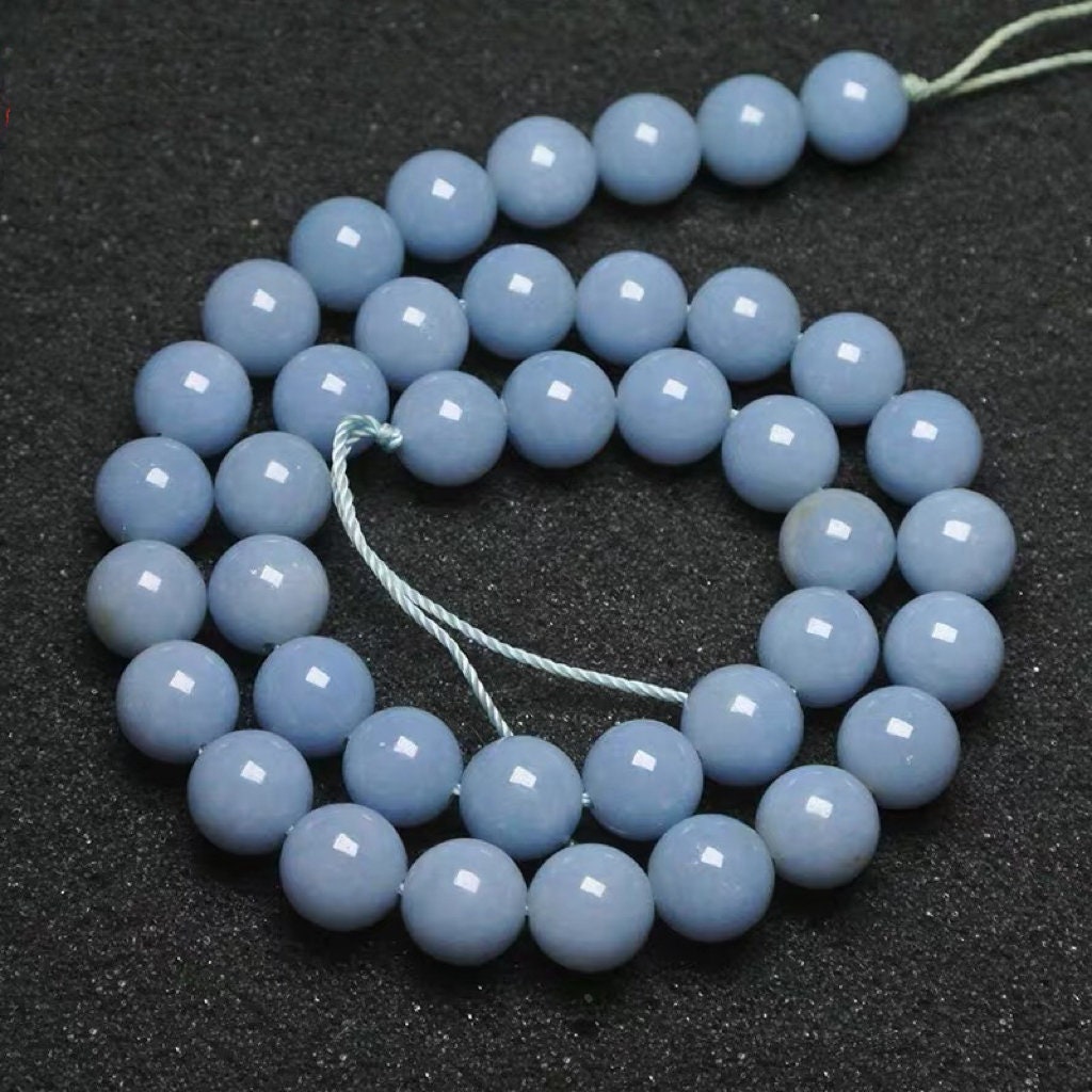 Natural Aaaaa Angelite Beads,6mm/8mm/10mm/12mm Natural Smooth And Round Angelite Gemstone Beads,15 Inches One Starand