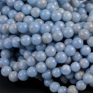 Natural Angelite Beads -  Round - 6mm 8mm 10mm or 12mm - Full 15.5" 15.5 inch strands AAA Quality AAA Quality  Smooth Gemstone Beads